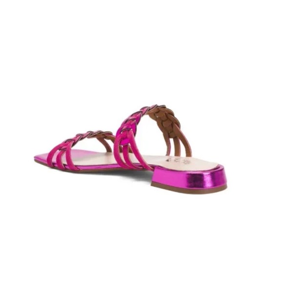 Libera Mente Fuchsia Leather Woven Sandals Made in Italy Size-EU 39/USA 9 - Picture 2 of 2